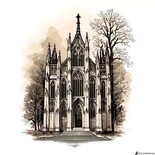 Gothic cathedral tattoo design idea