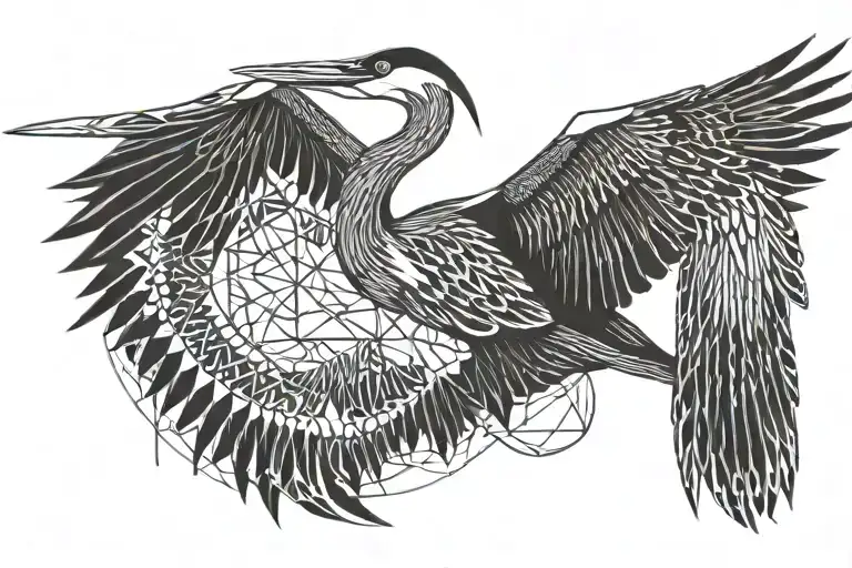 heron flying tattoo design idea