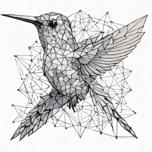 low polygon hummingbird tattoo design idea