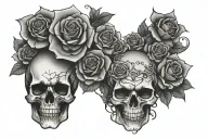 bmw logo incorporated into the design with some skulls and roses  tattoo design idea
