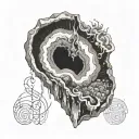 A geode splitting open to reveal a musical note inside tattoo design idea