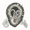 A geode splitting open to reveal a musical note inside tattoo design idea