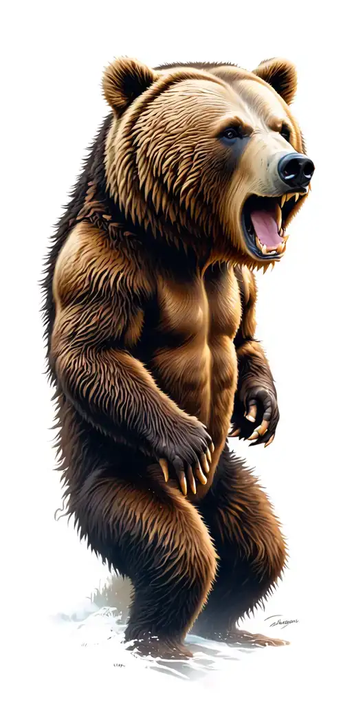 Bear is furious in the forest tattoo design idea
