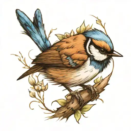 fairy wren bird tattoo design idea