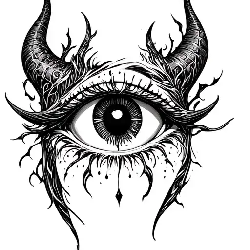 Lots of eyes devil tattoo design idea