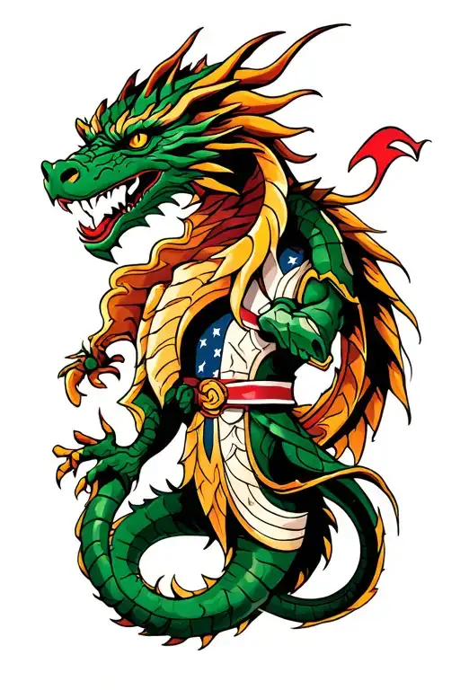 dragon and knight tattoo design idea