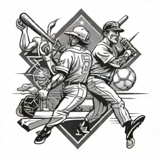 husband and wife baseball diamond tattoo design idea