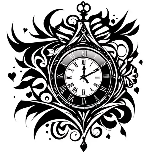 Alice In Wonderland Clock tattoo design idea