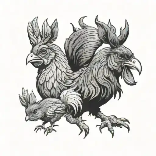 rooster, rabbit, and pig tattoo design idea