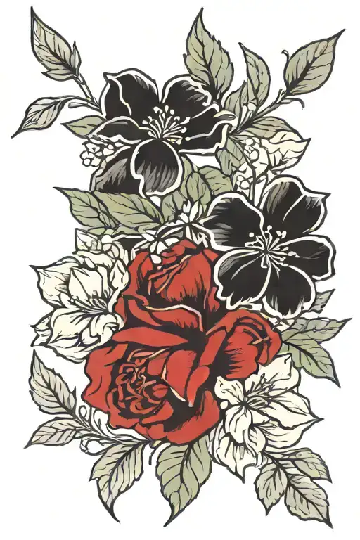 birth month flowers January, June, July, november tattoo design idea
