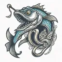 fishing hook tattoo design idea