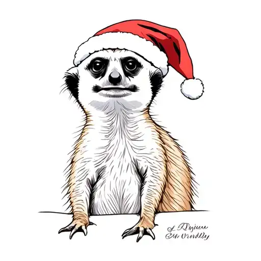 meerkat with santa clause hat tattoo design idea