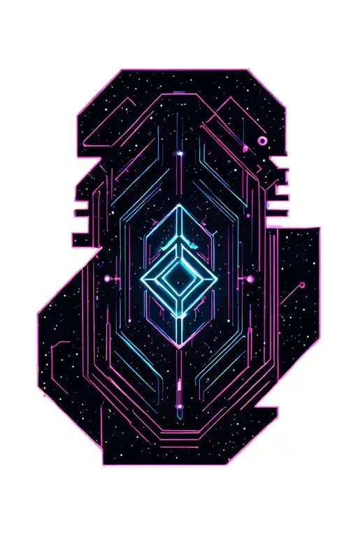 neon circuitry, futuristic geometry, space background  tattoo design idea