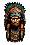 azteca warrior surrounded tattoo design idea