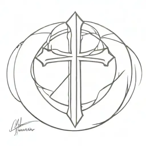 cross with Roman numerals intertwined tattoo design idea