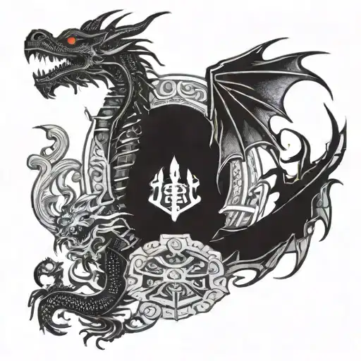 the words "Dragon mafia kings and queens"  tattoo design idea