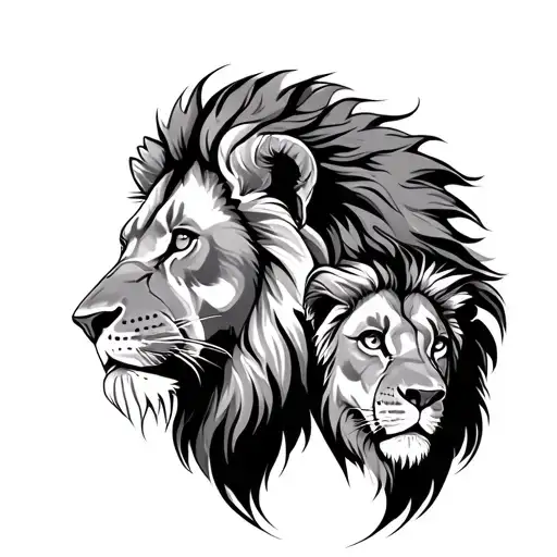 Father And Son Lion tattoo design idea