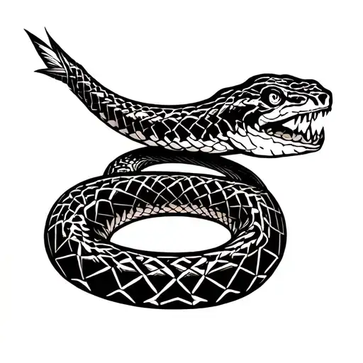 rattlesnake wrapping an arrowhead tattoo design idea