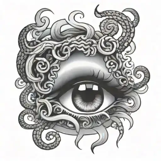 japanese medusa crying eye tattoo design idea