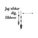 "Jag älskar dig, lillebror" morse code in a soft line boho style  hidden in the shapes of  ancient south American tribal style arrow or dreamcatcher tattoo design idea