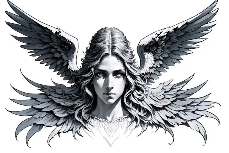 biblically accurate seraphim with eyes tattoo design idea