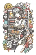 casino slot machine tattoo design idea