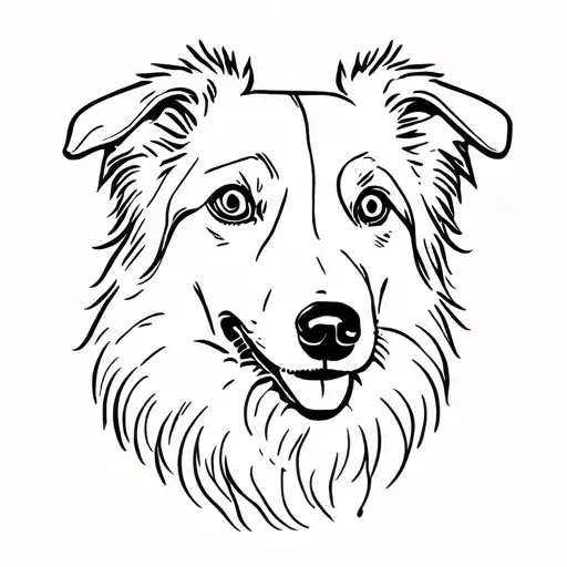 border collie head profile holding tattoo design idea