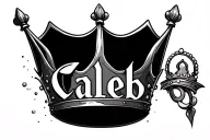 the name "Caleb" with a crown hanging tattoo design idea