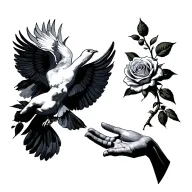 the creation of Adam with dove and rose tattoo design idea