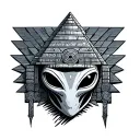 Aztec Pyramid with alien face tattoo design idea