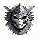 Aztec Pyramid with alien face tattoo design idea