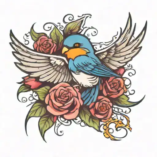 swallow with the words "We could get better because we're not dead yet" tattoo design idea