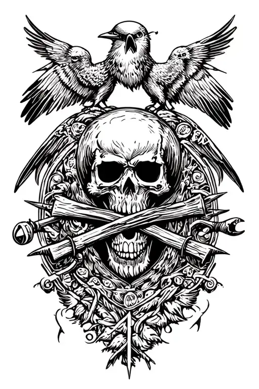 space pirates, birds tattoo design idea