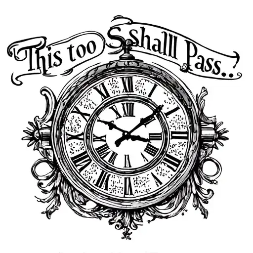 "This too shall pass…" "This too shall pass…" with simplistic roman clock tattoo design idea