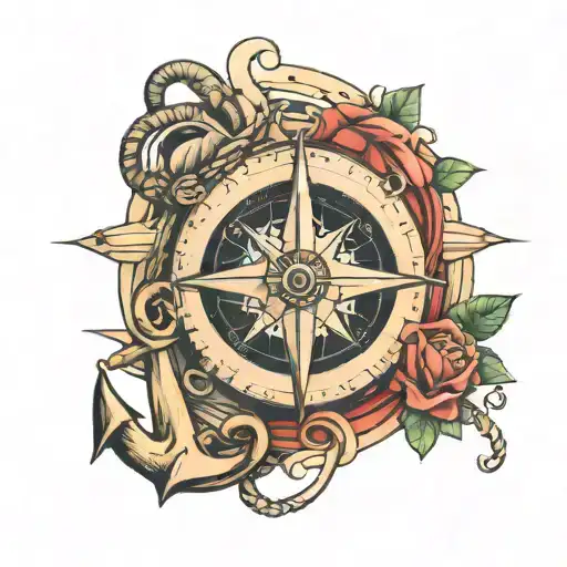 compass and anchor tattoo tattoo design idea