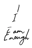 I am Enough, thin script, elongated tattoo design idea