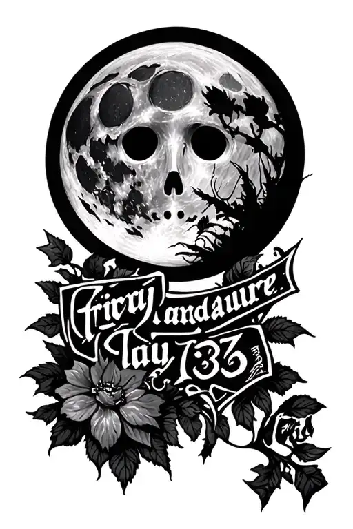 écriture friday 13th full moon tattoo design idea