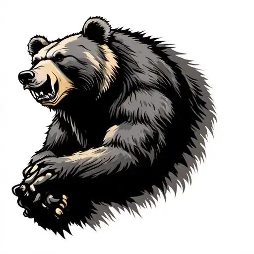 bear angry forest tattoo design idea