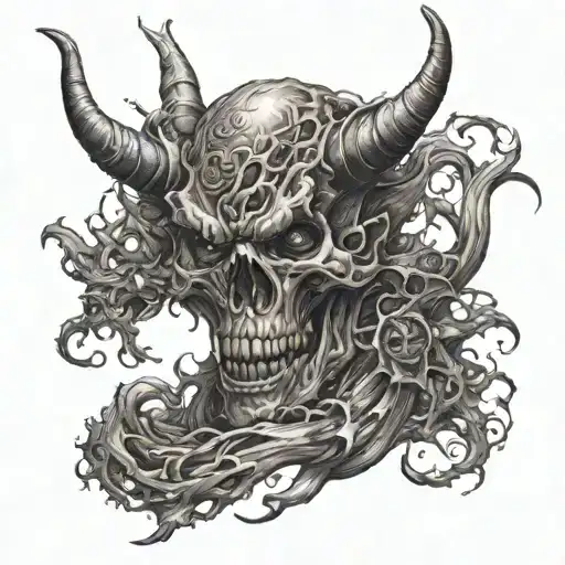 Create a tattoo showcasing a twisted version of a famous devil, incorporating elements of darkness and sadism tattoo design idea