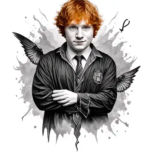 Ed Sheeran and harry potter themed tattoo tattoo design idea