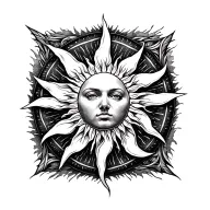 imperfect octagram sun tattoo design idea