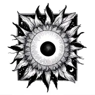 imperfect octagram sun tattoo design idea