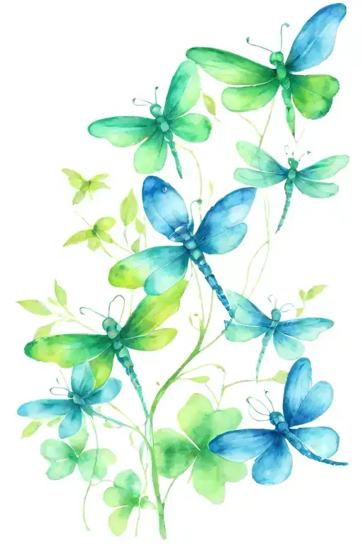 4 leaf clover with dragonflies pain hatred grief tattoo design idea