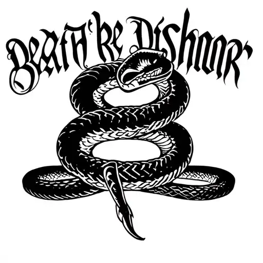 "Death Before Dishonor" black and white ragnarok snake tattoo design idea