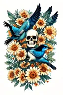 twenty one pilots skeleton clique banditos dema map ned radio daises birds tattoo design idea