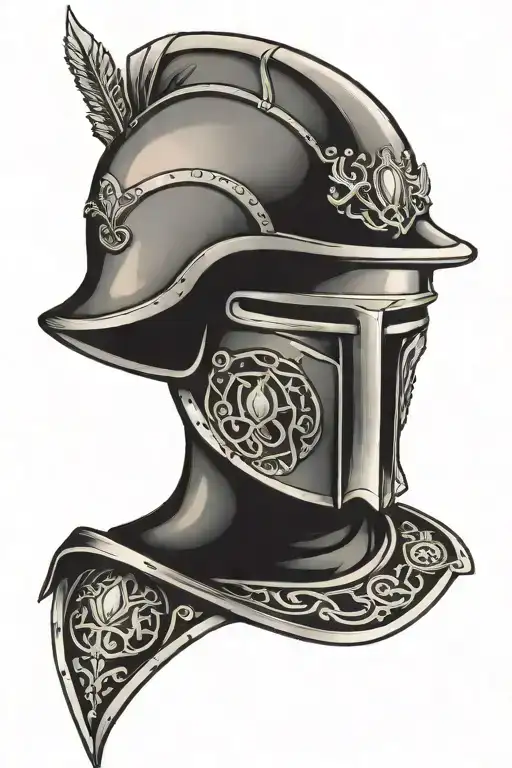 medieval soldier helmet adorned tattoo design idea