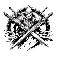 warrior with two swords tattoo design idea