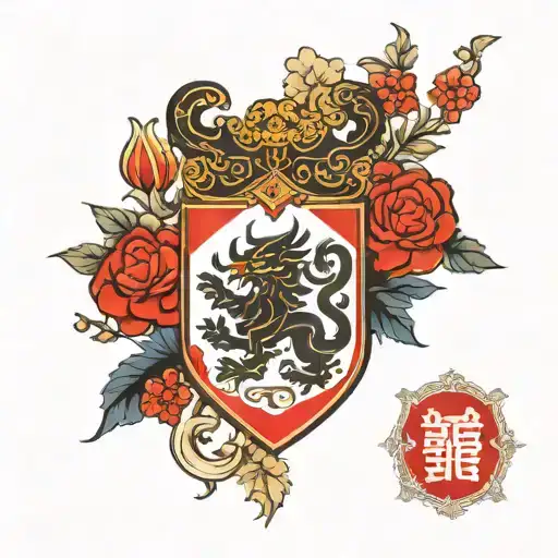 coat of arms tattoo for four friends who started a common business tattoo design idea
