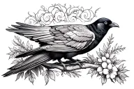 a swooping Cornish chough tattoo design idea