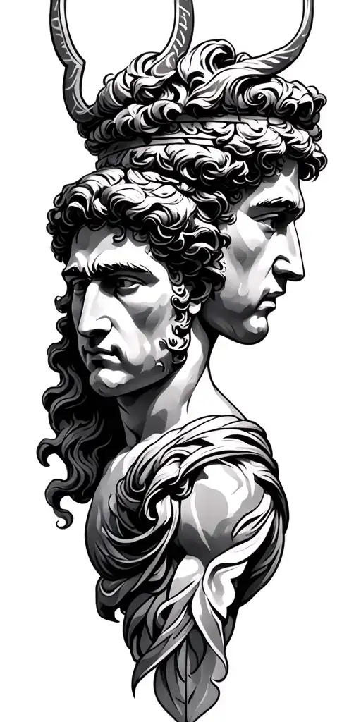 Castor And Pollux greek mythology tattoo design idea